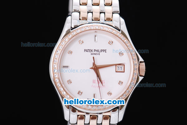 Patek Philippe Classic Rose Gold&Diamond Bezel-Diamond Marking with White Dial - Click Image to Close